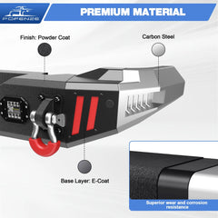 Rear Bumper Compatible with Ford Bronco 2021-2024, Textured Black Pickup Truck Bumper for 2021 2022 2023 2024 Ford Bronco, with Step Plate, Lights & D-rings (Excluding Bronco Sport or Raptor) POFENZE