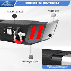 Rear Bumper Compatible with Jeep Gladiator JT 2020 2021 2022 2023 2024, Textured Black Pickup Truck Bumper for 2020-2024 Gladiator JT, with Step Plate, Lights, Sensor Holes and D-rings POFENZE