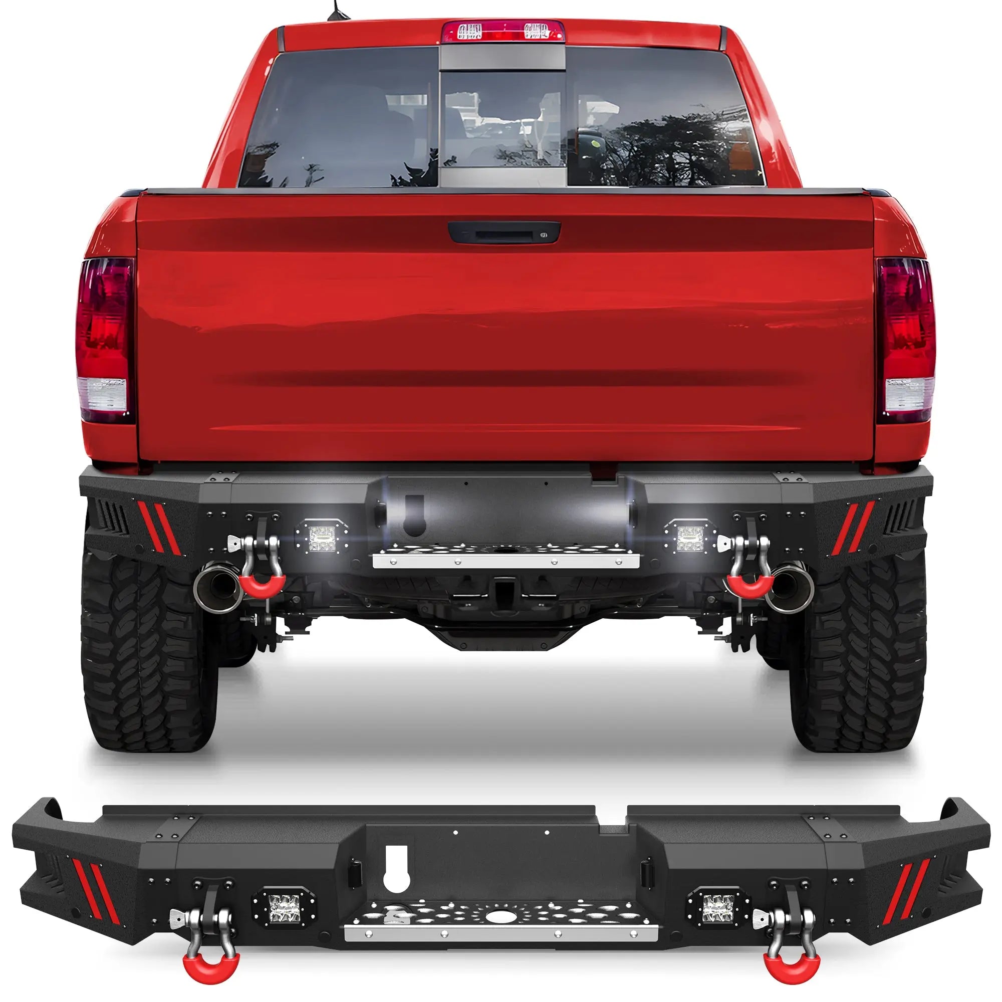 Rear Bumper Compatible with Ram 1500 2009-2018 and Ram 1500 2019-2023 Classic POFENZE