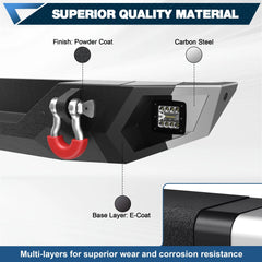 Rear Bumper Full Width for Wrangler JL JLU 2019-2024, Textured Black Rear Bumper with 2" Hitch Receiver POFENZE