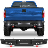 Rear Bumper for 1999-2016 Ford F250/F350/F450 Full Width Offroad Bumper w/Step Plate, 2x18w Lights, D-rings, License Plate Lights  POFENZE