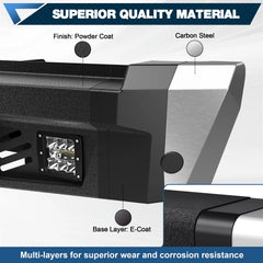 Rear Bumper for 1999-2016 Ford F250/F350/F450 Full Width Offroad Bumper w/Step Plate, 2x18w Lights, D-rings, License Plate Lights POFENZE