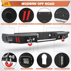 Rear Bumper for 20-23 Chevy Silverado/GMC Sierra 2500/3500 Truck Bumper Full Width Offroad Bumper w/Step Plate, 2x18w Lights, D-rings for 2020-2023 Chevy Silverado and GMC Sierra 2500/3500 POFENZE