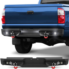 Rear Bumper for 2000-2006 Toyota Tundra Black Pickup Truck Bumper for Tundra w/Step Plate, 2x18w Lights POFENZE