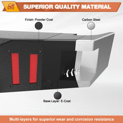 Rear Bumper for 2010-2014 Ford F150 SVT Raptor Full Width Offroad Bumper w/Step Plate, 2x18w Lights, D-rings POFENZE