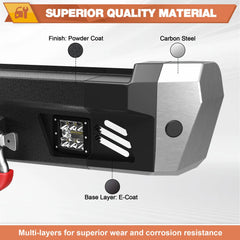 Rear Bumper for 2018-2020 Ford F150 Pickup Trucks Full Width Offroad Bumper w/Step Plate, 2x18w Lights, D-rings, License Plate Lights (Excluding Raptor) POFENZE