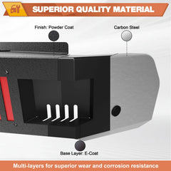 Rear Bumper for Chevy Silverado 1500 / GMC Sierra 1500 2019-2024 w/Step Plate, Lights, Sensor Holes and D-rings, Textured Black Pickup Truck Bumper POFENZE