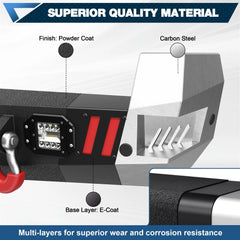 Rear Bumper w/D-rings, LED Lights, Sensor Holes, Stainless Steel Step Plate, Back Bumper for Tacoma 2nd Gen 2005 2006 2007 2008 2009 2010 2011 2012 2013 2014 2015 POFENZE
