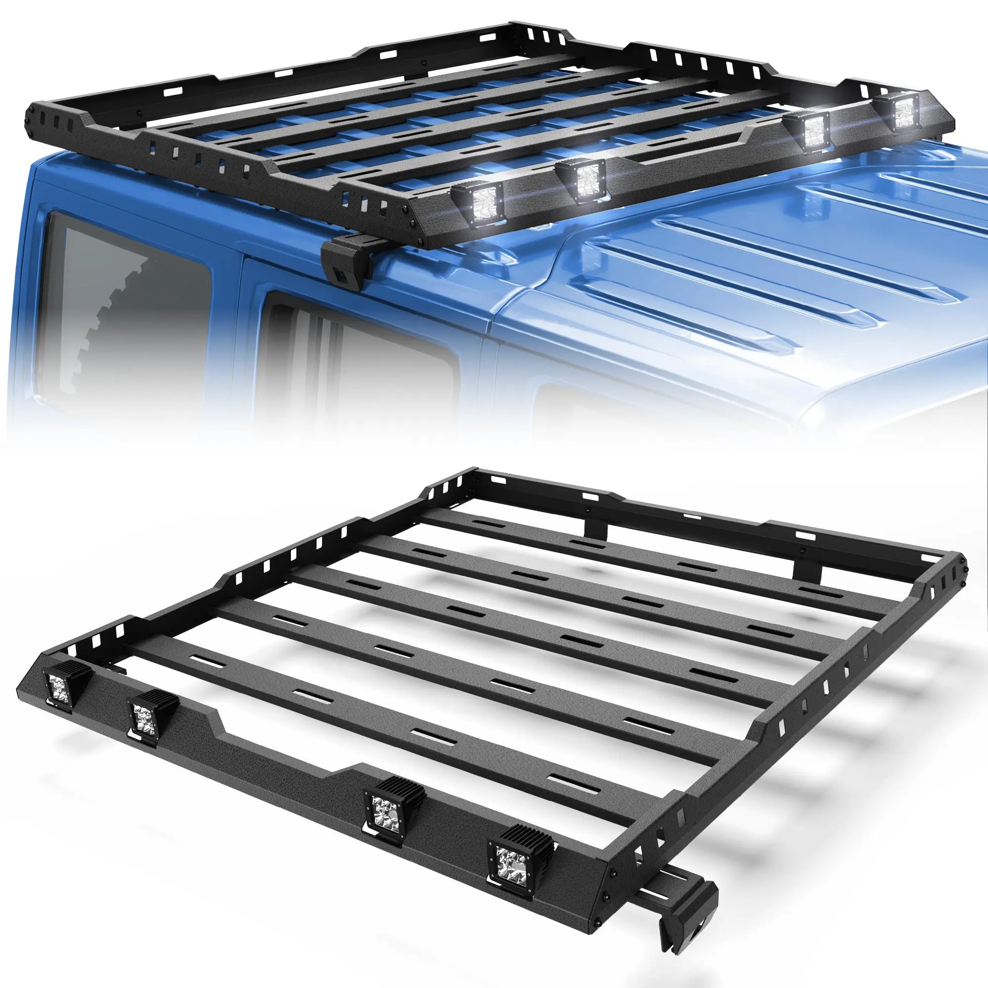 Roof Rack Cargo Basket for 2007-2018 Jeep Wrangler JK Unlimited 4-Door Hardtop Heavy Duty Steel Luggage Carrier POFENZE