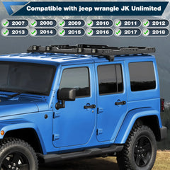 Roof Rack Cargo Basket for 2007-2018 Jeep Wrangler JK Unlimited 4-Door Hardtop Heavy Duty Steel Luggage Carrier POFENZE