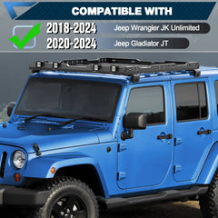Roof Rack Cargo Basket for 2019-2024 Jeep Wrangler JL Unlimited 4-Door Hardtop Heavy Duty Steel Luggage Carrier POFENZE