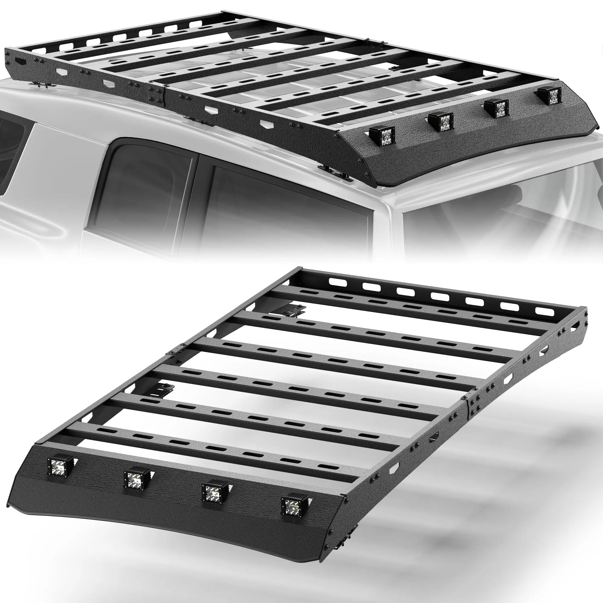 Roof Rack Compatible for 2006-2014 Toyota FJ Cruiser Heavy Duty Basket Cargo Carriers Luggage Storage Holder Carbon Steel Cross Bars POFENZE