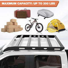 Roof Rack Top Cargo Carrier Heavy Duty Luggage Basket with Side LED Lights for 2009-2014 Ford F150 POFENZE