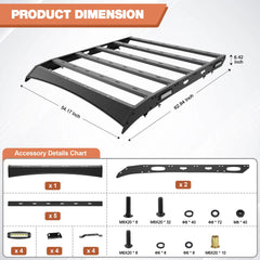 Roof Rack Top Cargo Carrier Heavy Duty Luggage Basket with Side LED Lights for 2009-2014 Ford F150 POFENZE