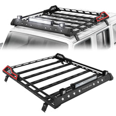 Roof Rack for 2007-2022 Jeep Wrangler JK JL 4 Door Roof Rack Cargo Basket with LED Lights POFENZE