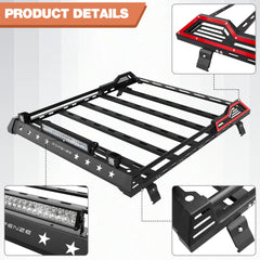 Roof Rack for 2007-2022 Jeep Wrangler JK JL 4 Door Roof Rack Cargo Basket with LED Lights POFENZE
