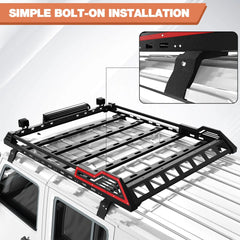 Roof Rack for 2007-2022 Jeep Wrangler JK JL 4 Door Roof Rack Cargo Basket with LED Lights POFENZE