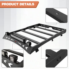 Roof Rack for Tacoma 2005-2022 Cargo Carrier Heavy Duty Top Roof Basket Rack Extension with 3 Lights Bar Fit POFENZE