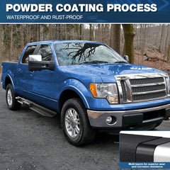 Running Boards 2 Raised Side Step for 2009-2014 F150 Crew Cab (4 Full Size Door) Powder Coated Black Nerf Bars POFENZE