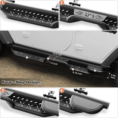 Running Boards 2 Side Steps for 2007-2018 Jeep Wrangler JK Unlimited Crew Cab (4 Doors Only) POFENZE