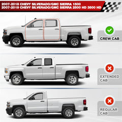 Running Boards Crew Cab Two Raised Side Step Compatible with 2007-2018 Chevy Silverado & GMC Sierra 1500, 2007-2019 Chevrolet Silverado & GMC Sierra 2500HD 3500HD(4 Doors Only) POFENZE