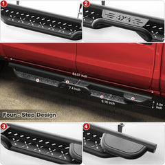 Running Boards Crew Cab Two Raised Side Step Compatible with 2007-2018 Chevy Silverado & GMC Sierra 1500, 2007-2019 Chevrolet Silverado & GMC Sierra 2500HD 3500HD(4 Doors Only) POFENZE