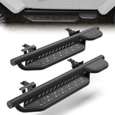 Running Boards Side Steps Raised Step Compatible with 2019-2024 Jeep Wrangler JL 2 Doors Only Black Carbon Steel Nerf Bars POFENZE
