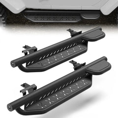 Running Boards Side Steps Raised Step Compatible with 2019-2024 Jeep Wrangler JL 2 Doors Only Black Carbon Steel Nerf Bars POFENZE