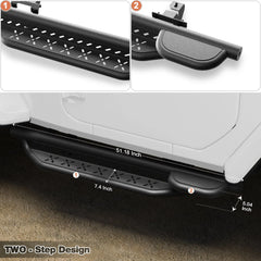 Running Boards Side Steps Raised Step Compatible with 2019-2024 Jeep Wrangler JL 2 Doors Only Black Carbon Steel Nerf Bars POFENZE