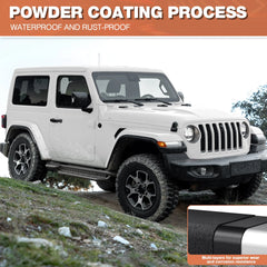 Running Boards Side Steps Raised Step Compatible with 2019-2024 Jeep Wrangler JL 2 Doors Only Black Carbon Steel Nerf Bars POFENZE