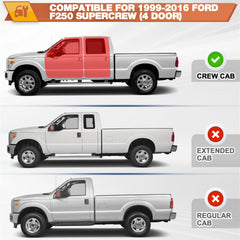 Running Boards Side Steps Two Raised Step Compatible for 1999-2016 Ford F250 SuperCrew (4 Door), 2 Stairs Side Step Rails Coated Black Carbon Steel Nerf Bars POFENZE