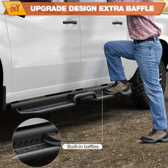 Running Boards Side Steps Two Raised Step Compatible with 2019-2025 Chevy Silverado & GMC Sierra 1500, 2020-2025 Chevrolet Silverado/GMC Sierra 2500HD 3500HD POFENZE