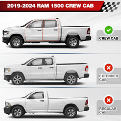 Running Boards Side Steps Two Raised Step Compatible with 2019-2025 Dodge Ram 1500 Crew Cab (4 Doors ONLY) POFENZE