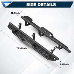 Running Boards Side Steps for 2021 2022 2023 2024 2025 Ford Bronco Crew Cab Black Step Bars POFENZE