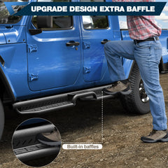 Running Boards Side Steps for Jeep Gladiator JT (4-Door) - 2 Stairs Black Powder Coated Nerf Bars, Carbon Steel Side Step Rails POFENZE