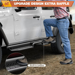 Running Boards Side Steps for Jeep Wrangler JL Unlimited (4-Door) - 2 Stairs Black Powder Coated Nerf Bars, Carbon Steel Side Step Rails POFENZE