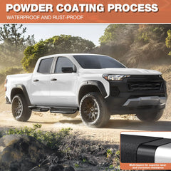 Running Boards Two Raised Step for 2015-2025 Chevrolet Chevy Colorado/GMC Canyon 4 Full Size Doors Powder-Coated Black Side Steps Nerf Bars POFENZE