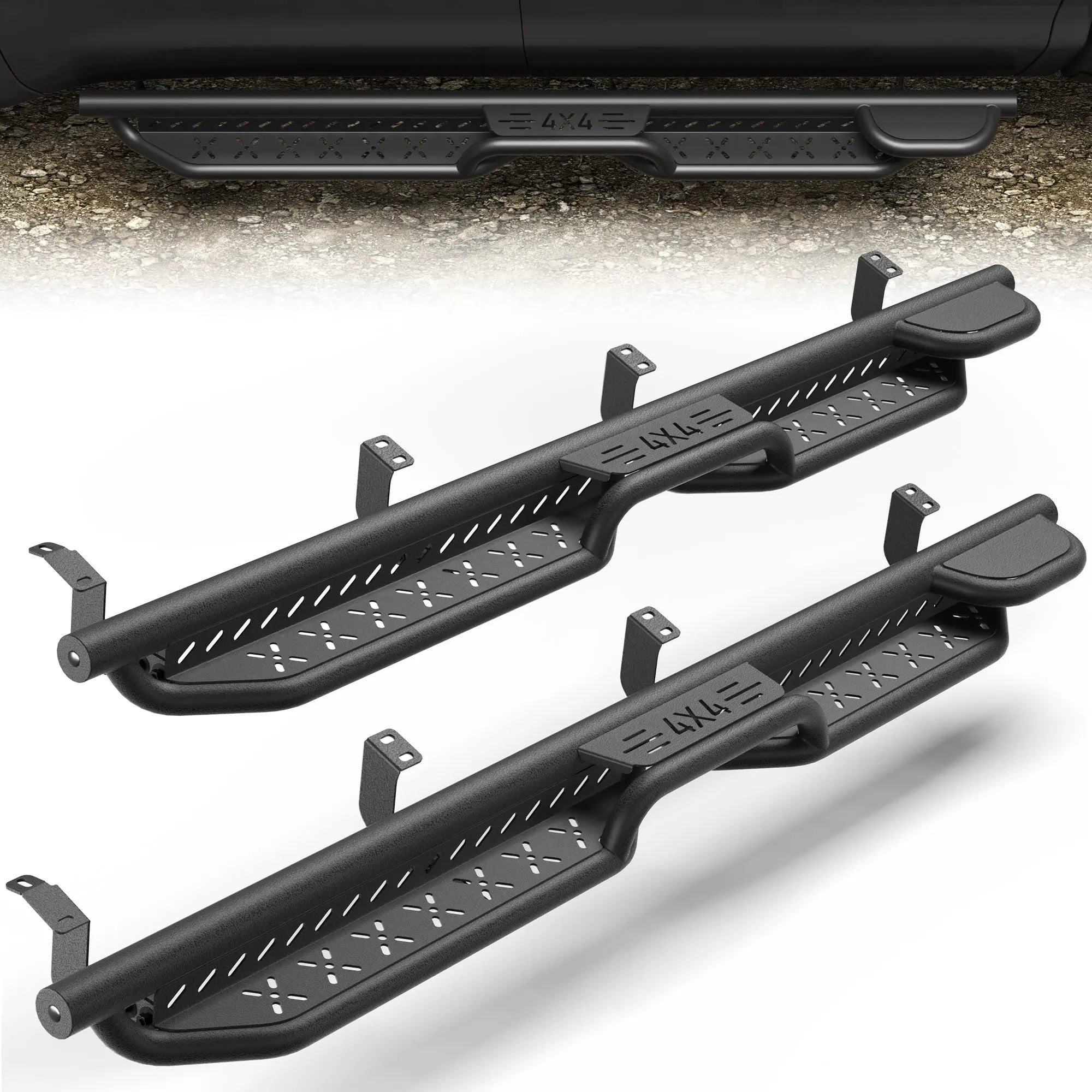 Running Boards for 2007-2021 Toyota Tundra Crew Cab with 4 Full-Size Doors Carbon Steel Powder-Coated Black Nerf Bars POFENZE