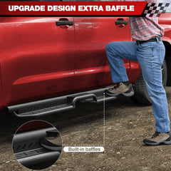 Running Boards for 2007-2021 Toyota Tundra Crew Cab with 4 Full-Size Doors Carbon Steel Powder-Coated Black Nerf Bars POFENZE