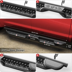 Running Boards for 2007-2021 Toyota Tundra Crew Cab with 4 Full-Size Doors Carbon Steel Powder-Coated Black Nerf Bars POFENZE
