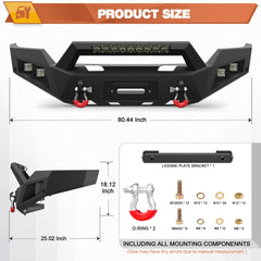 Silverado 1500 Front Bumper Compatible with Chevy Silverado 1500 2016 2017 2018 with Winch Plate, Lights and D-rings POFENZE