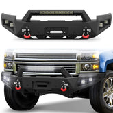 Silverado 1500 Front Bumper for 2014 2015 Chevy Silverado 1500 Pickup, Include Winch Plate, LED Lights and D-rings POFENZE
