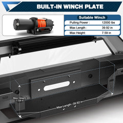 Silverado 1500 Front Bumper for 2014 2015 Chevy Silverado 1500 Pickup, Include Winch Plate, LED Lights and D-rings POFENZE