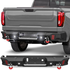Silverado 1500 Rear Bumper Textured Black Pickup Truck Bumper for Chevy Silverado 1500 and GMC Sierra 1500 2019-2024 POFENZE