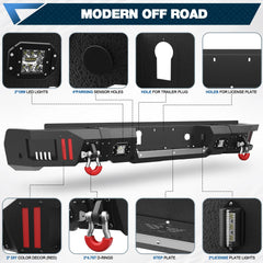 Silverado 1500 Rear Bumper Textured Black Pickup Truck Bumper for Chevy Silverado 1500 and GMC Sierra 1500 2019-2024 POFENZE