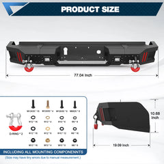 Silverado 1500 Rear Bumper Textured Black Pickup Truck Bumper for Chevy Silverado 1500 and GMC Sierra 1500 2019-2024 POFENZE