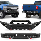 Silverado Front and Rear Bumper Kit for 2015-2019 Chevy Chevrolet Silverado 2500HD 3500HD Pickup Truck - POFENZE