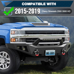 Silverado Front and Rear Bumper Kit for 2015-2019 Chevy Chevrolet Silverado 2500HD 3500HD Pickup Truck - POFENZE
