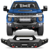 Silverado Full Width Front Bumper for 2020 2021 2022 2023 Chevy Silverado 2500/3500 HD w/Winch Plate, Lights and D-rings - POFENZE