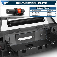 Silverado Full Width Front Bumper for Chevy Silverado 1500 2007-2013, Textured Black Pickup Truck Bumper for Silverado 2007-2013, with Winch Plate, Lights and D-rings POFENZE